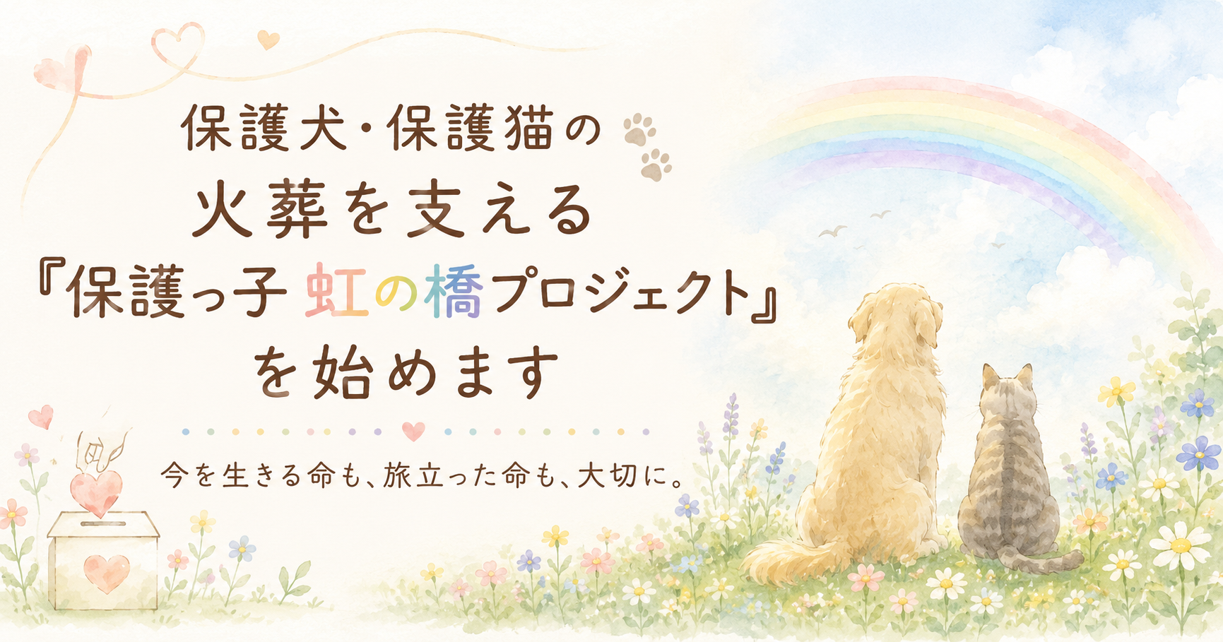 保護犬・保護猫の火葬を支える「保護っ子 虹の橋プロジェクト」を始めます